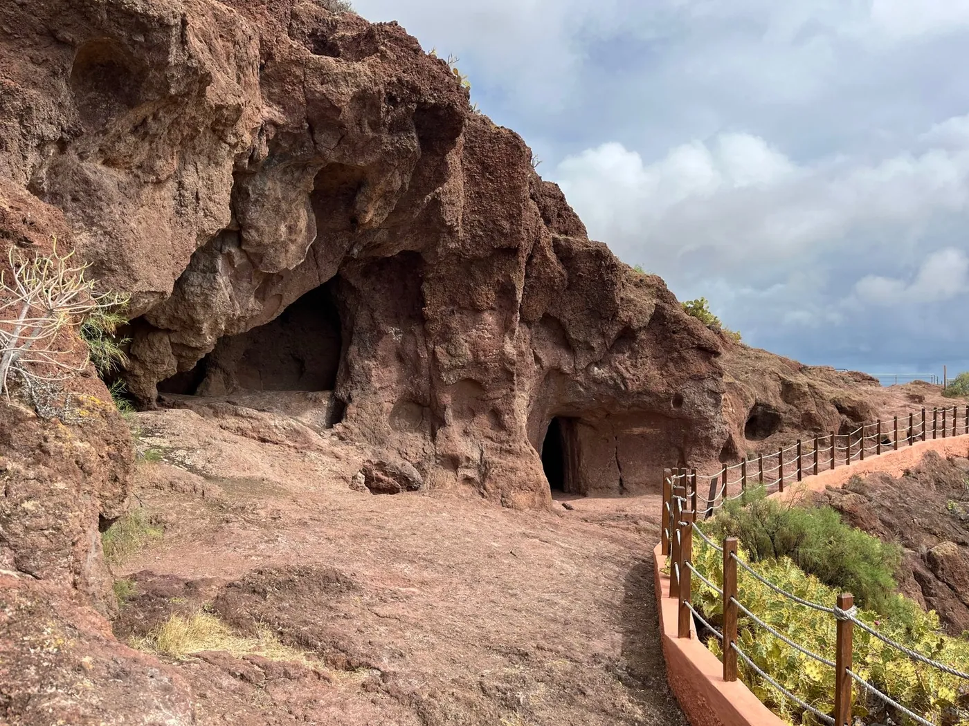 The four entrances carved into the rock of the Cueva de los Cuatro Puertas in Gran Canaria